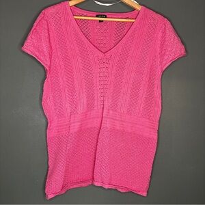 torrid Hot Pink Knit V-Neck Short Sleeve Top